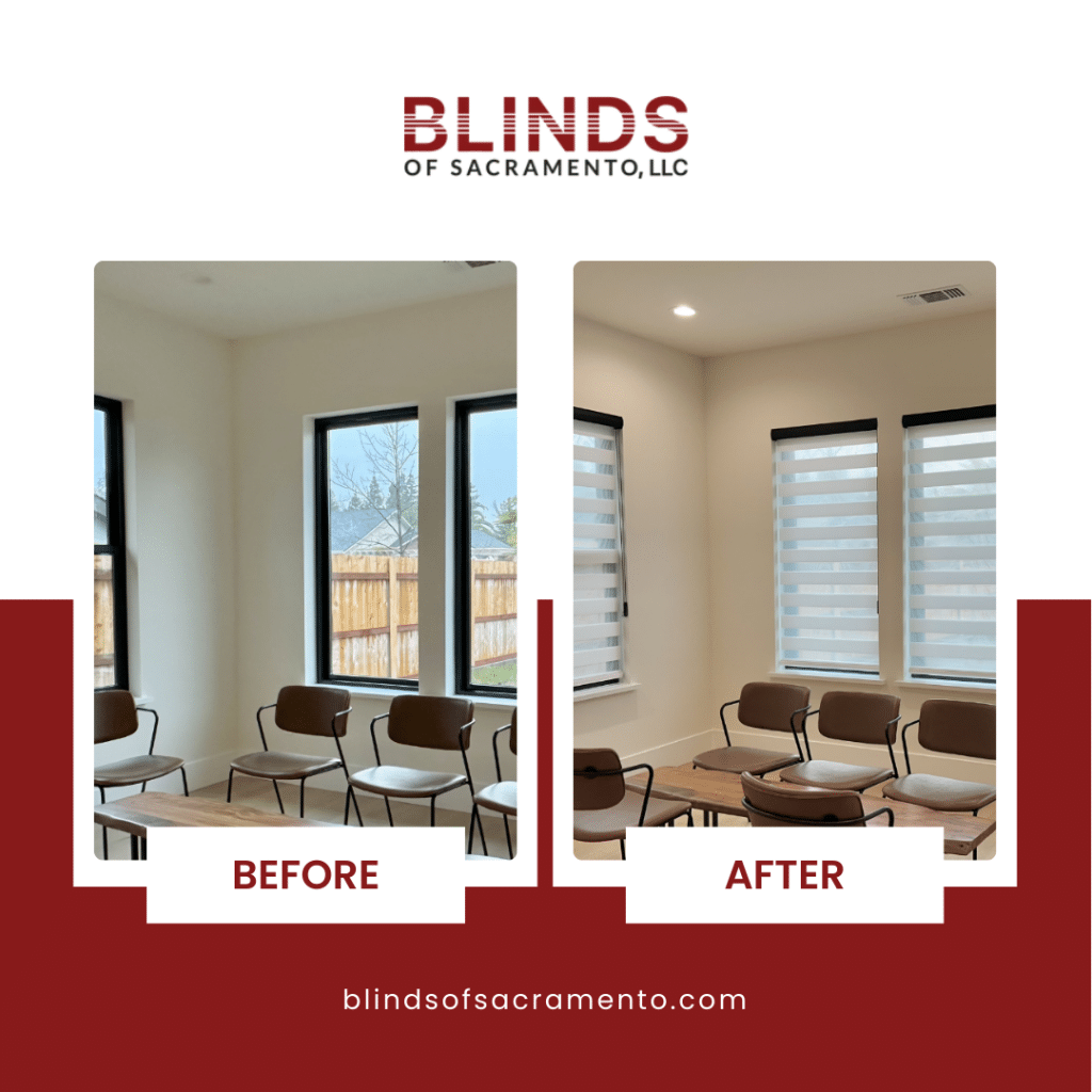 Gallery image showcasing various stylish blinds and window treatments at Blinds of Sacramento showroom.